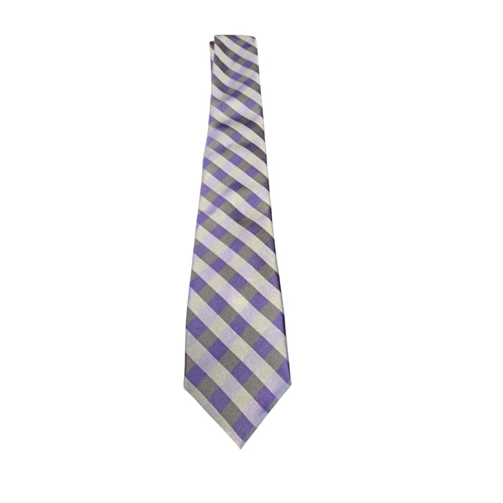 J. Ferrar Gray & Purple‎ Plaid Tie